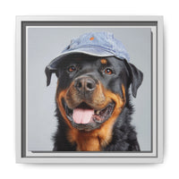 Whimsical Rottweiler Art - Denim Hat Dog Portrait