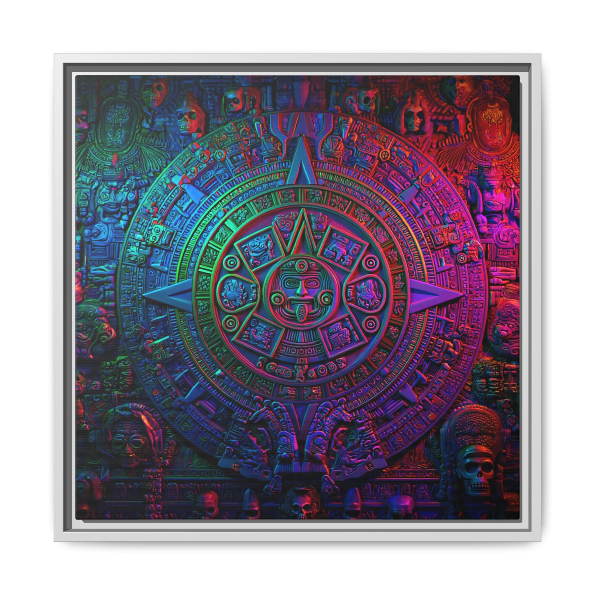 Aztec Mandala Wall Art - Colorful Cultural Decor