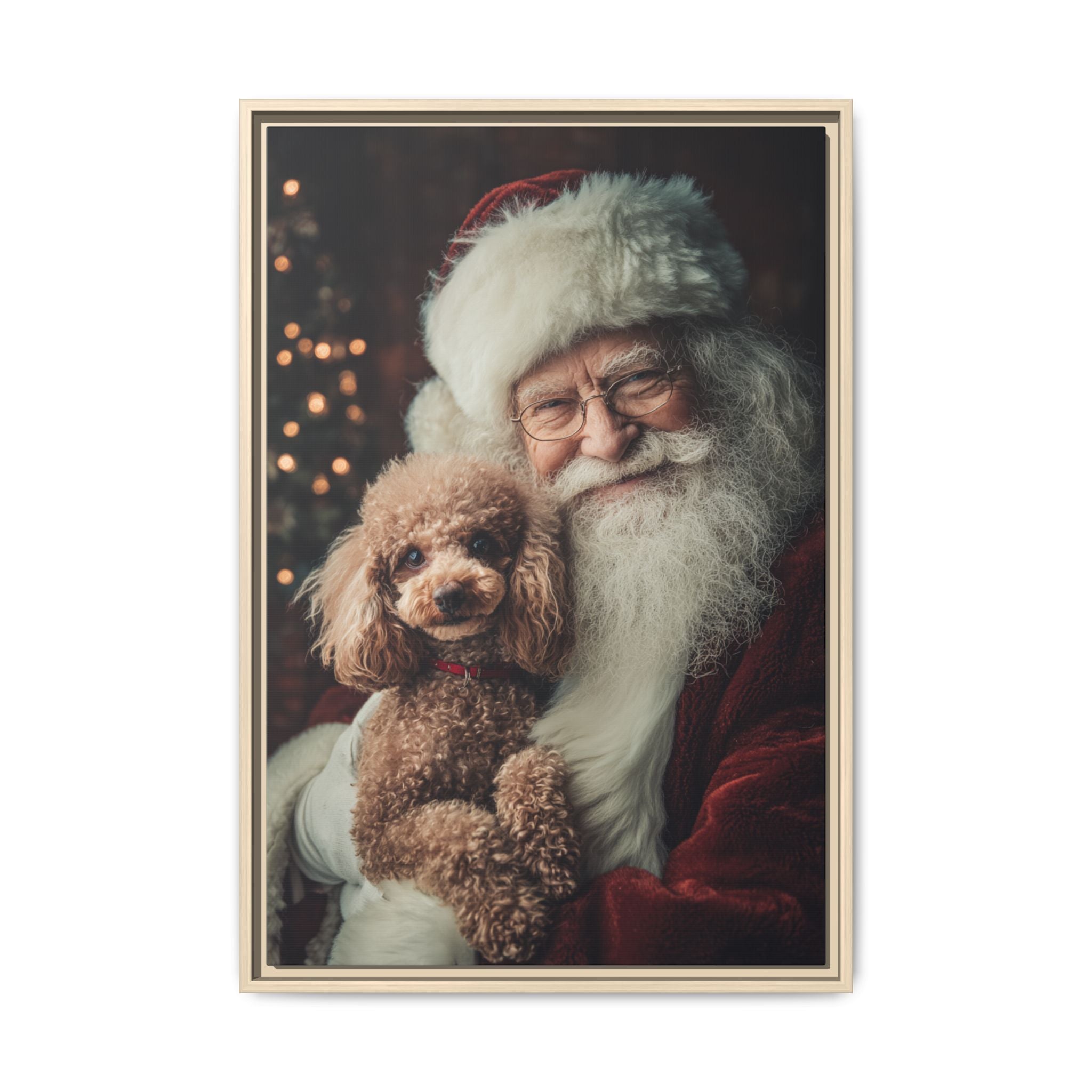 Heartwarming Santa and Poodle Artwork – Holiday Home Décor