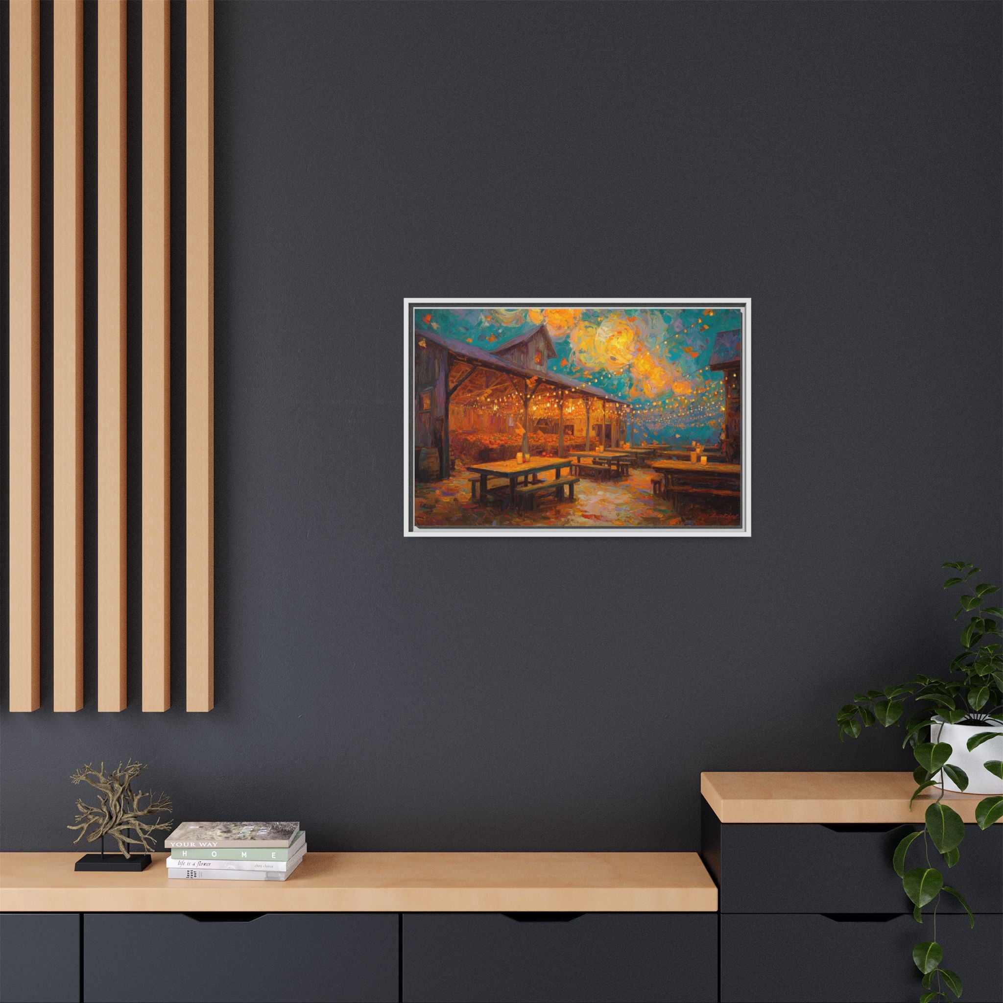 Autumn Festival Night Scene - Colorful Impressionist Art