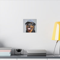 Whimsical Rottweiler Art - Denim Hat Dog Portrait