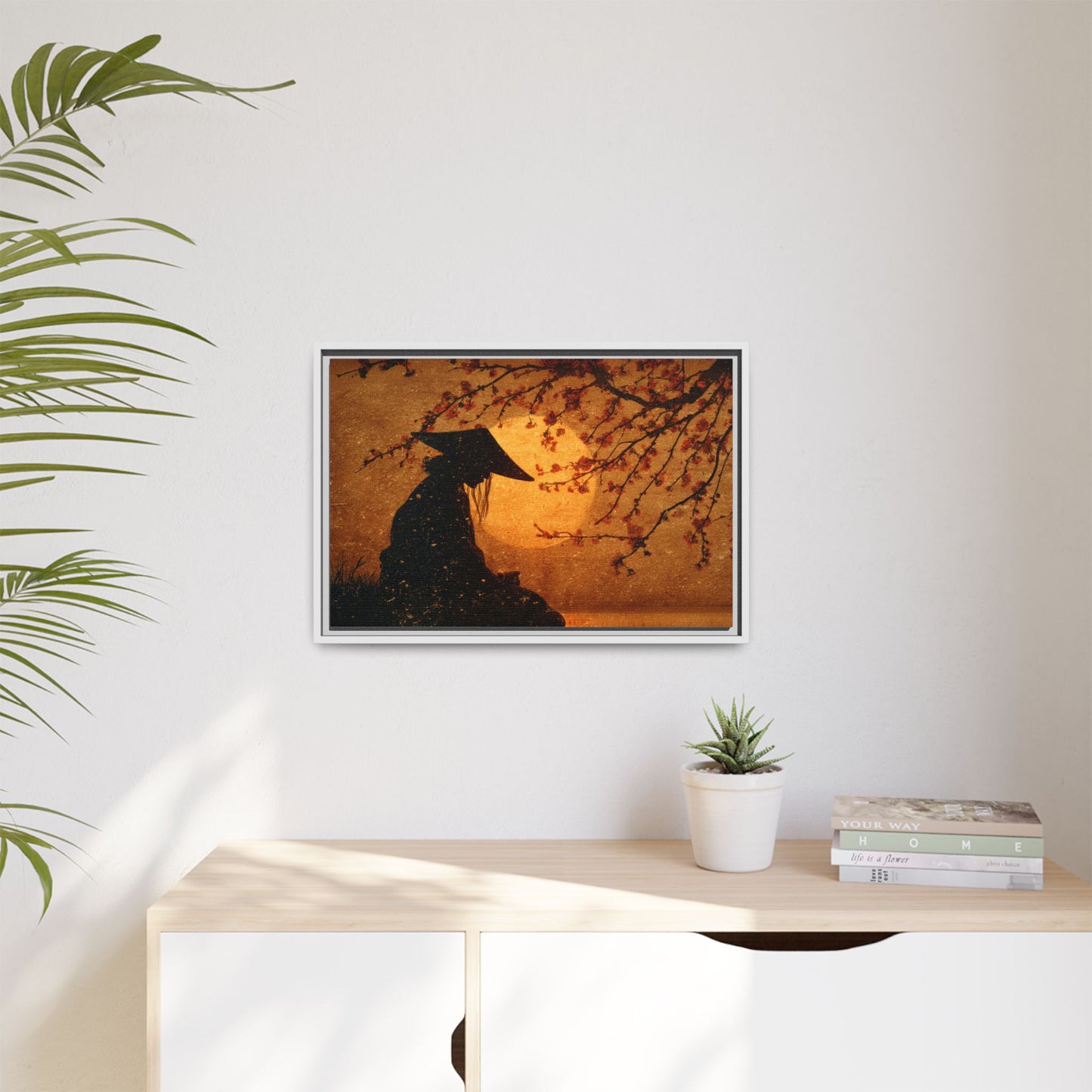 Serene Silhouette of Contemplation | Asian-Inspired Artwork