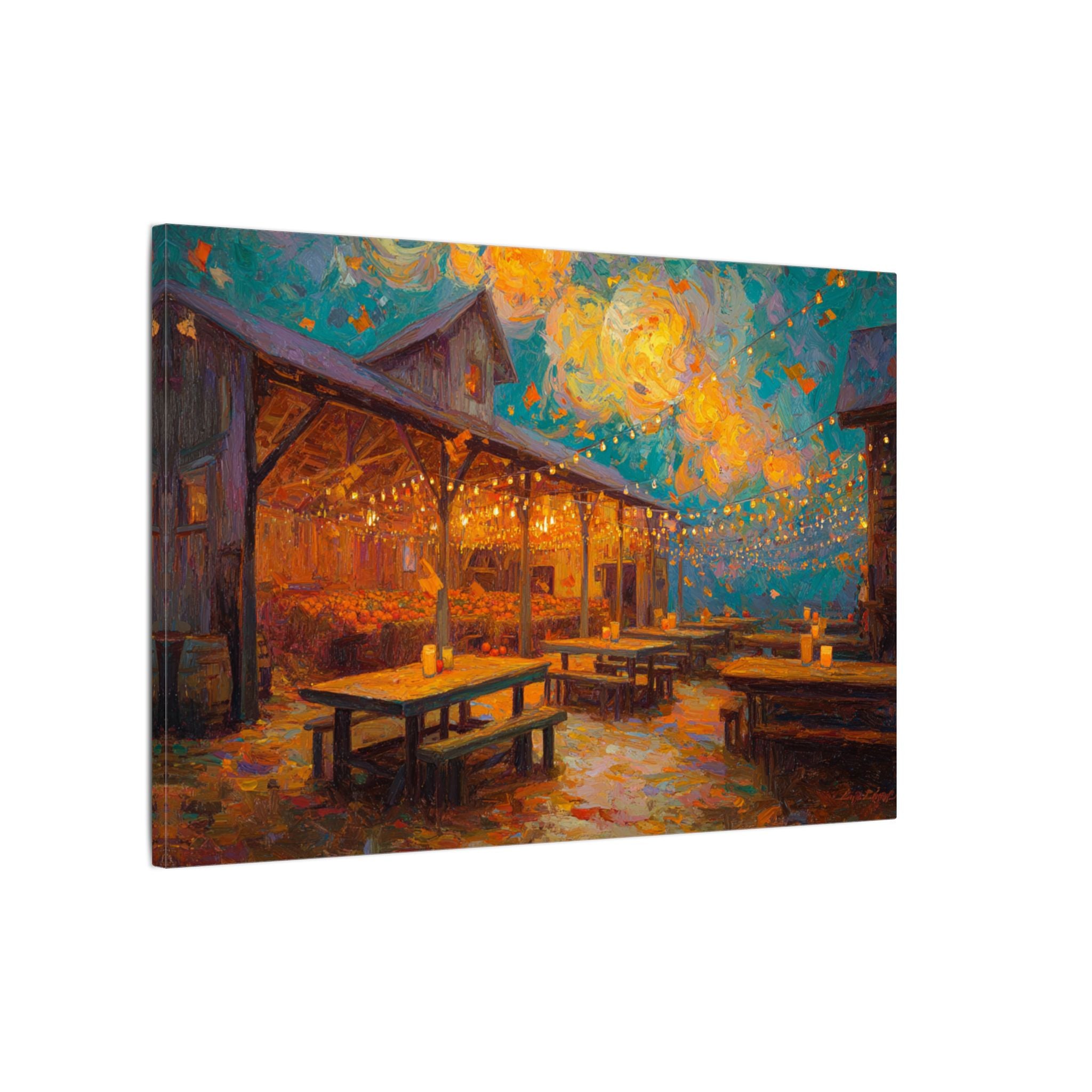Autumn Festival Night Scene - Colorful Impressionist Art