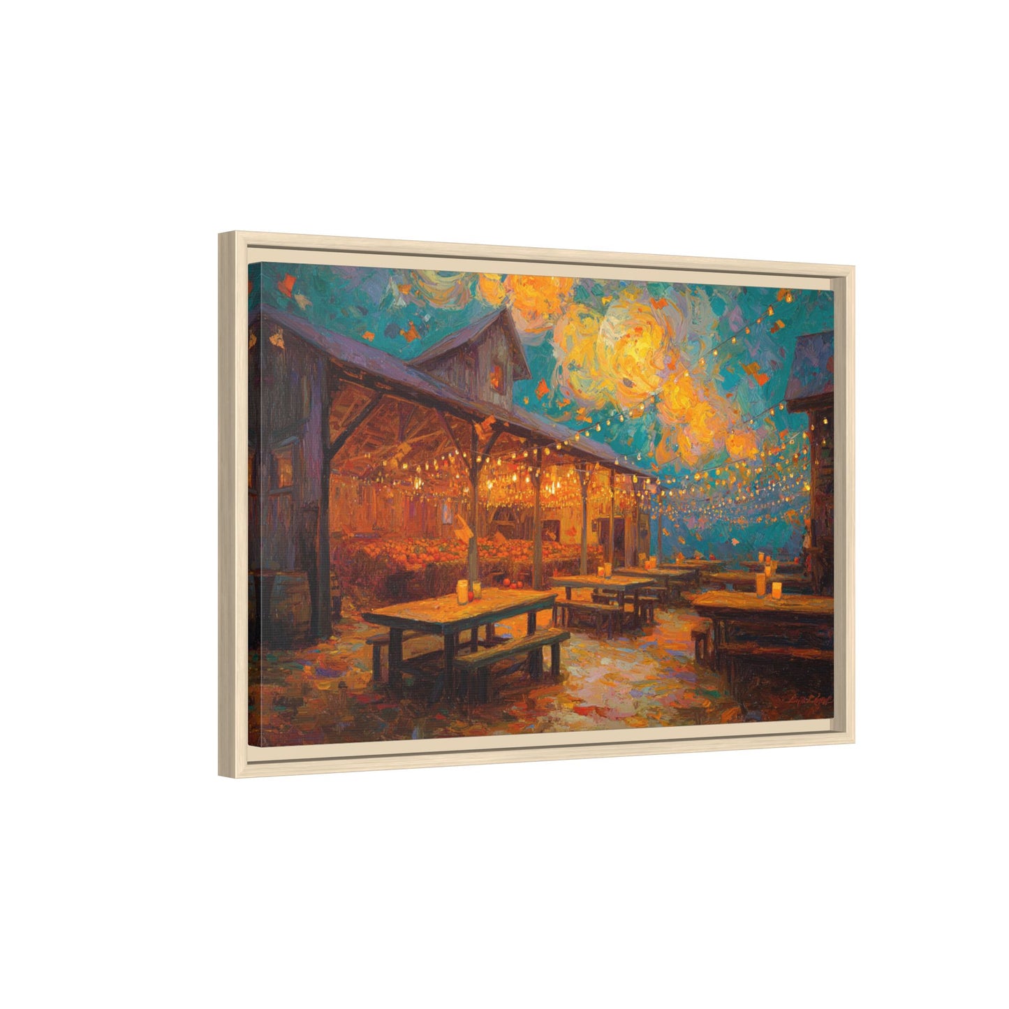 Autumn Festival Night Scene - Colorful Impressionist Art