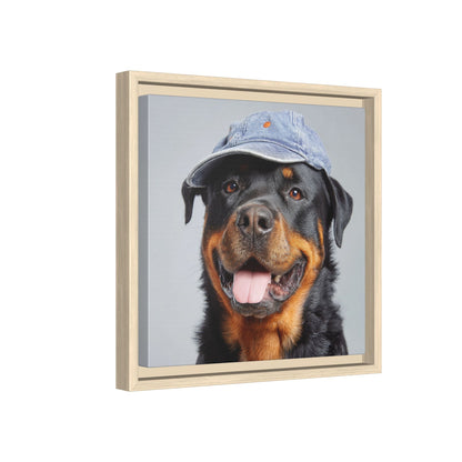 Whimsical Rottweiler Art - Denim Hat Dog Portrait