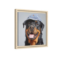 Playful Rottweiler Portrait | Dog Art in Denim Cap