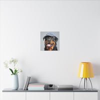 Whimsical Rottweiler Art - Denim Hat Dog Portrait