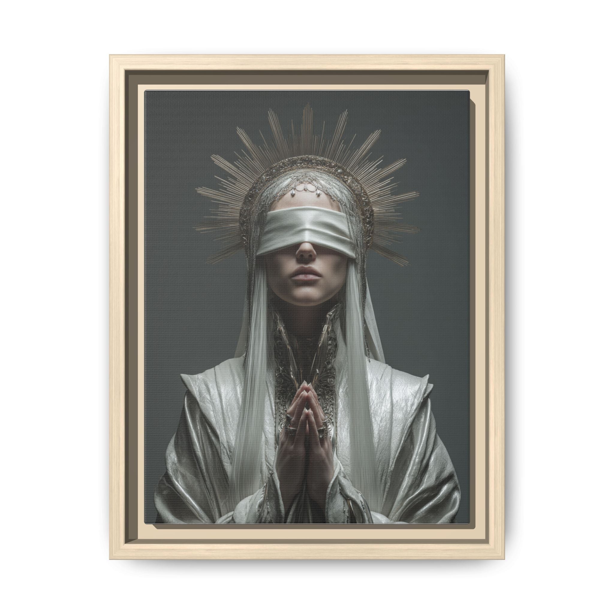 Ethereal Blindfolded Saint Art | Spiritual Home Decor