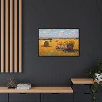 Sunflower Harvest Wagon Decor | Rustic Farm Art for Home