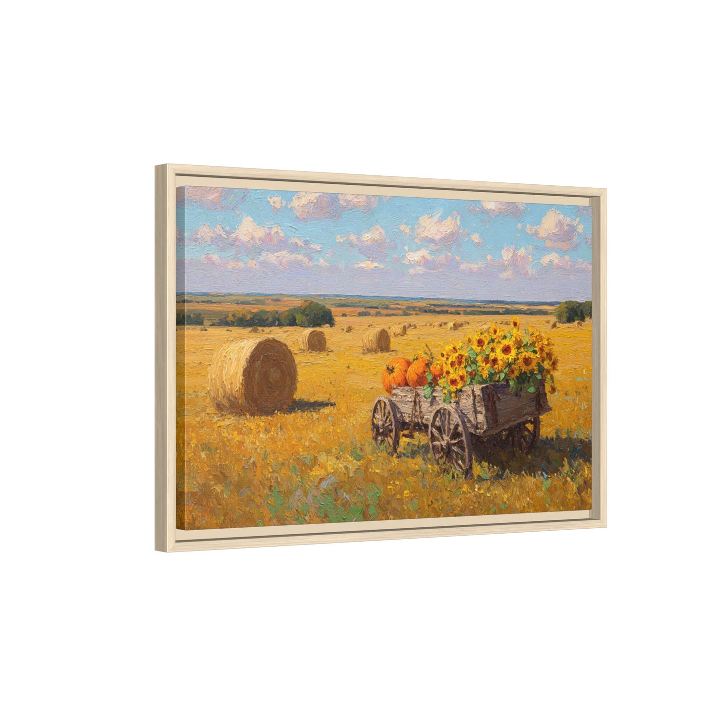 Sunflower Harvest Wagon Decor | Rustic Farm Art for Home