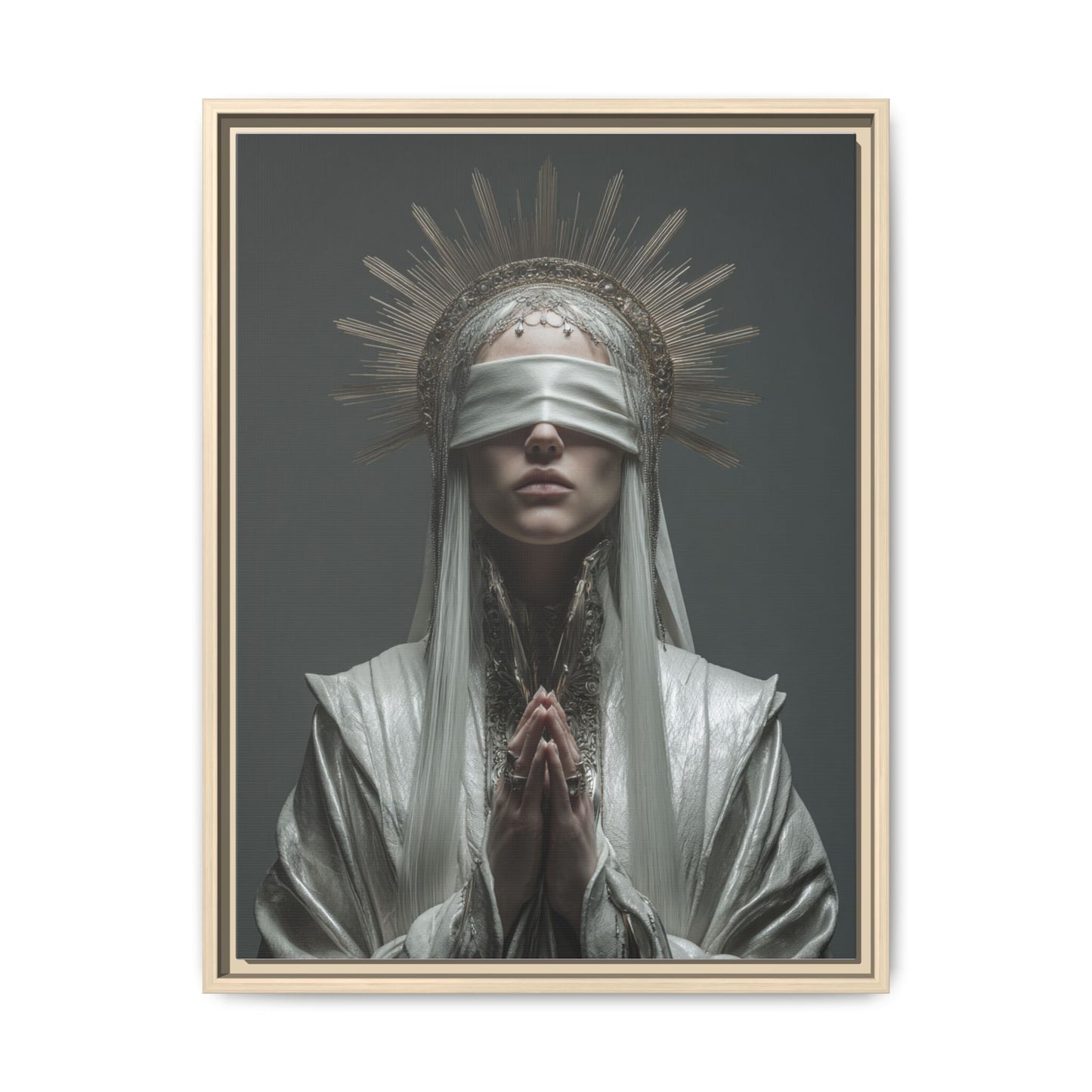 Ethereal Blindfolded Saint Art | Spiritual Home Decor