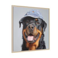 Whimsical Rottweiler Art - Denim Hat Dog Portrait