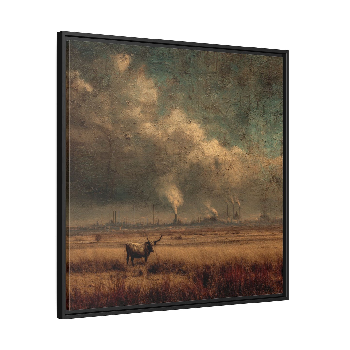 Cattle in Industrial Landscape | Vintage Style Art Print
