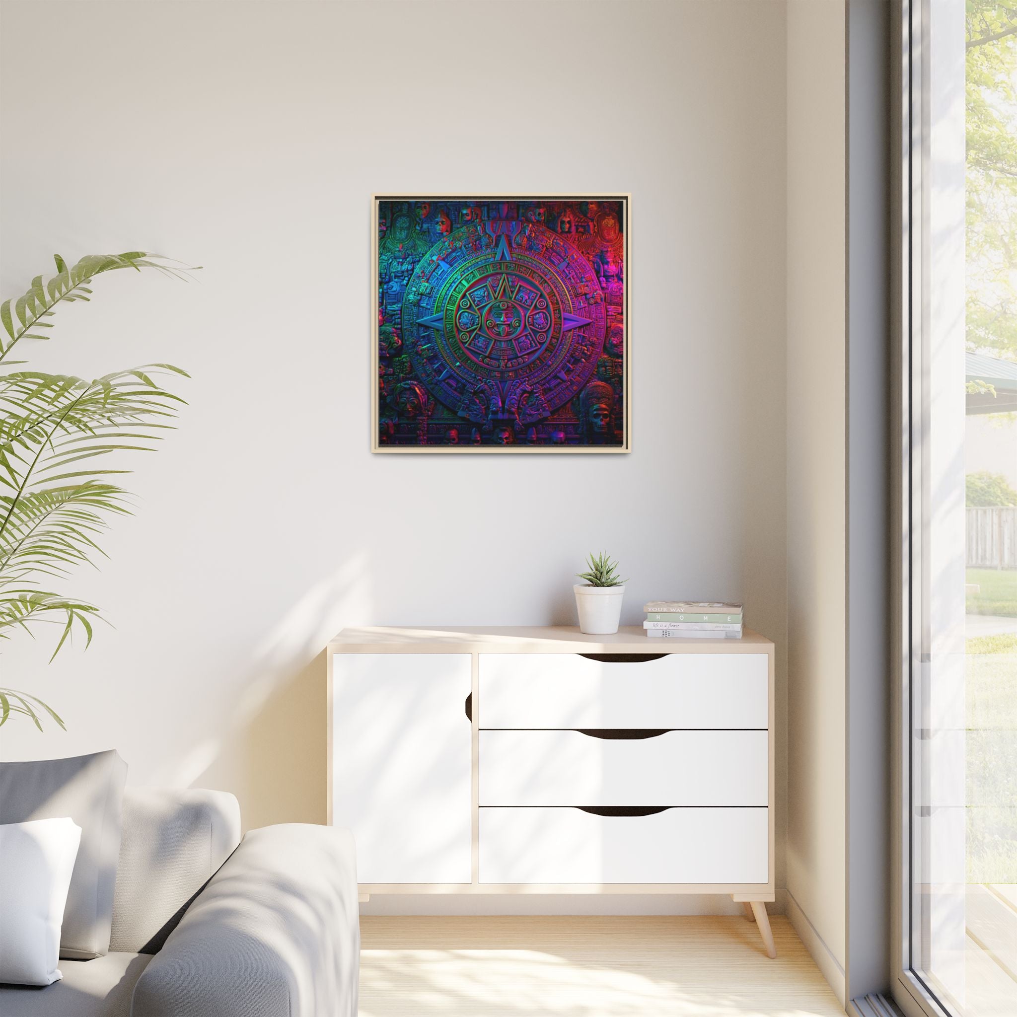 Aztec Mandala Wall Art - Colorful Cultural Decor