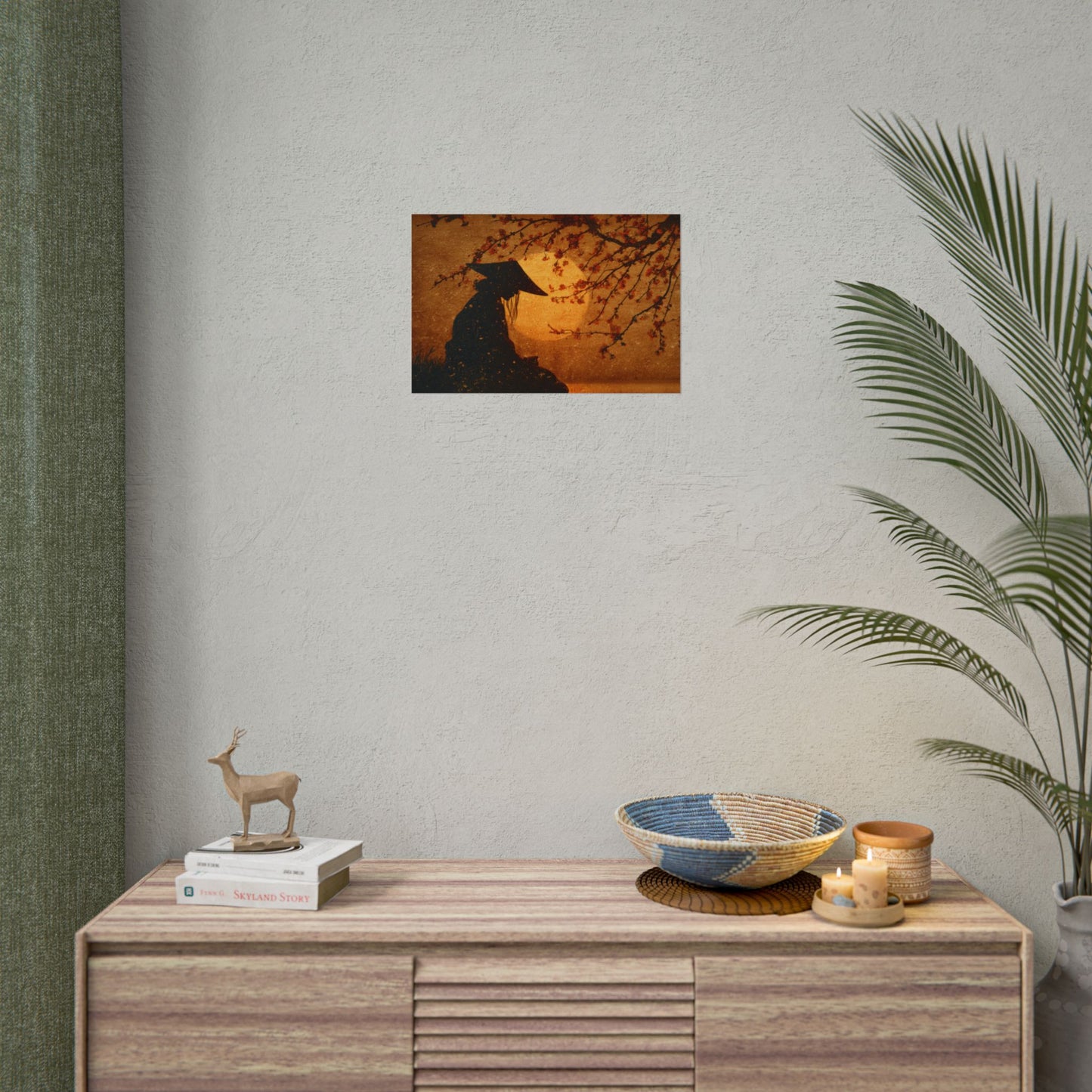 Serene Silhouette of Contemplation | Asian-Inspired Artwork