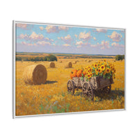 Sunflower Harvest Wagon Decor | Rustic Farm Art for Home