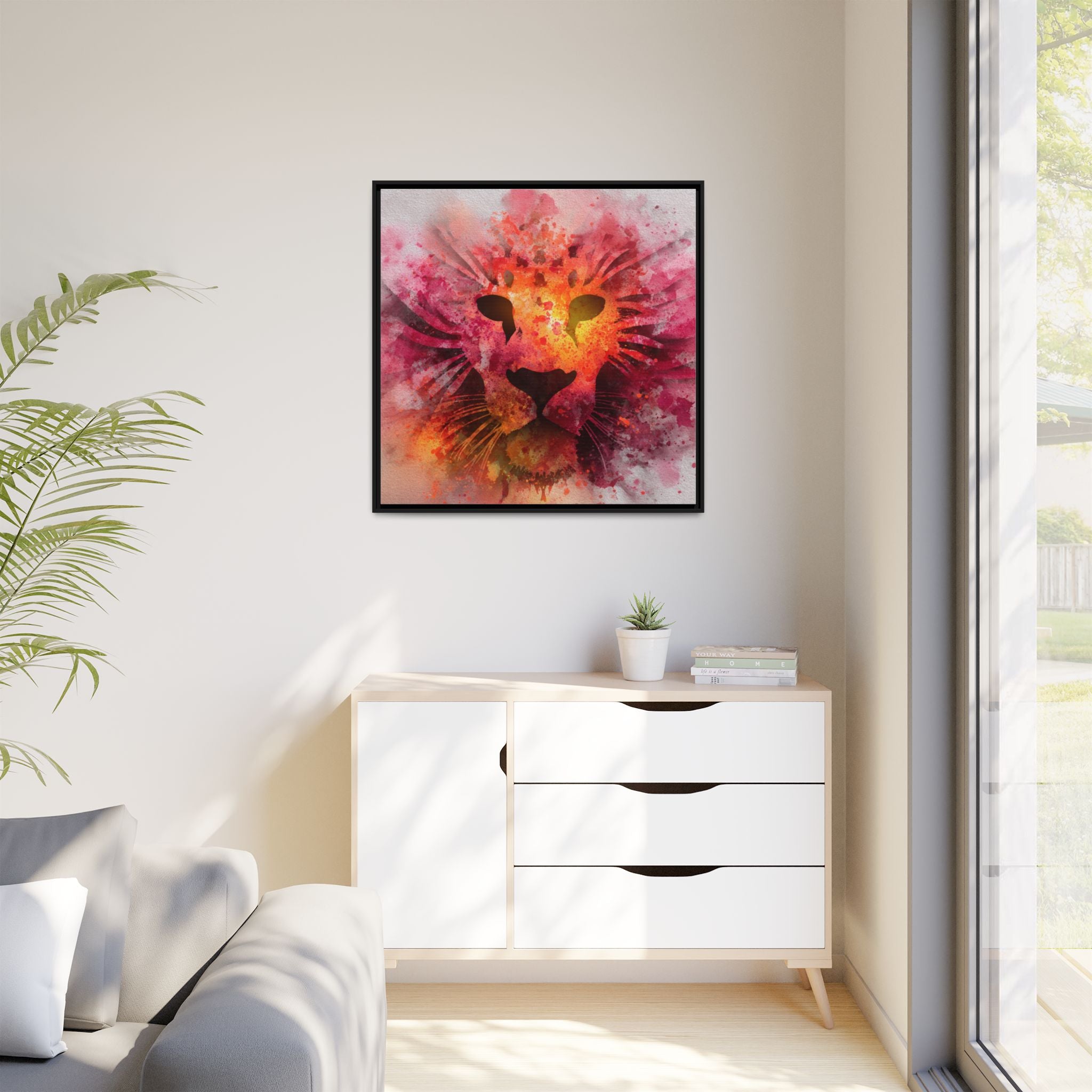 Vibrant Lion Artwork – Bold Watercolor Print