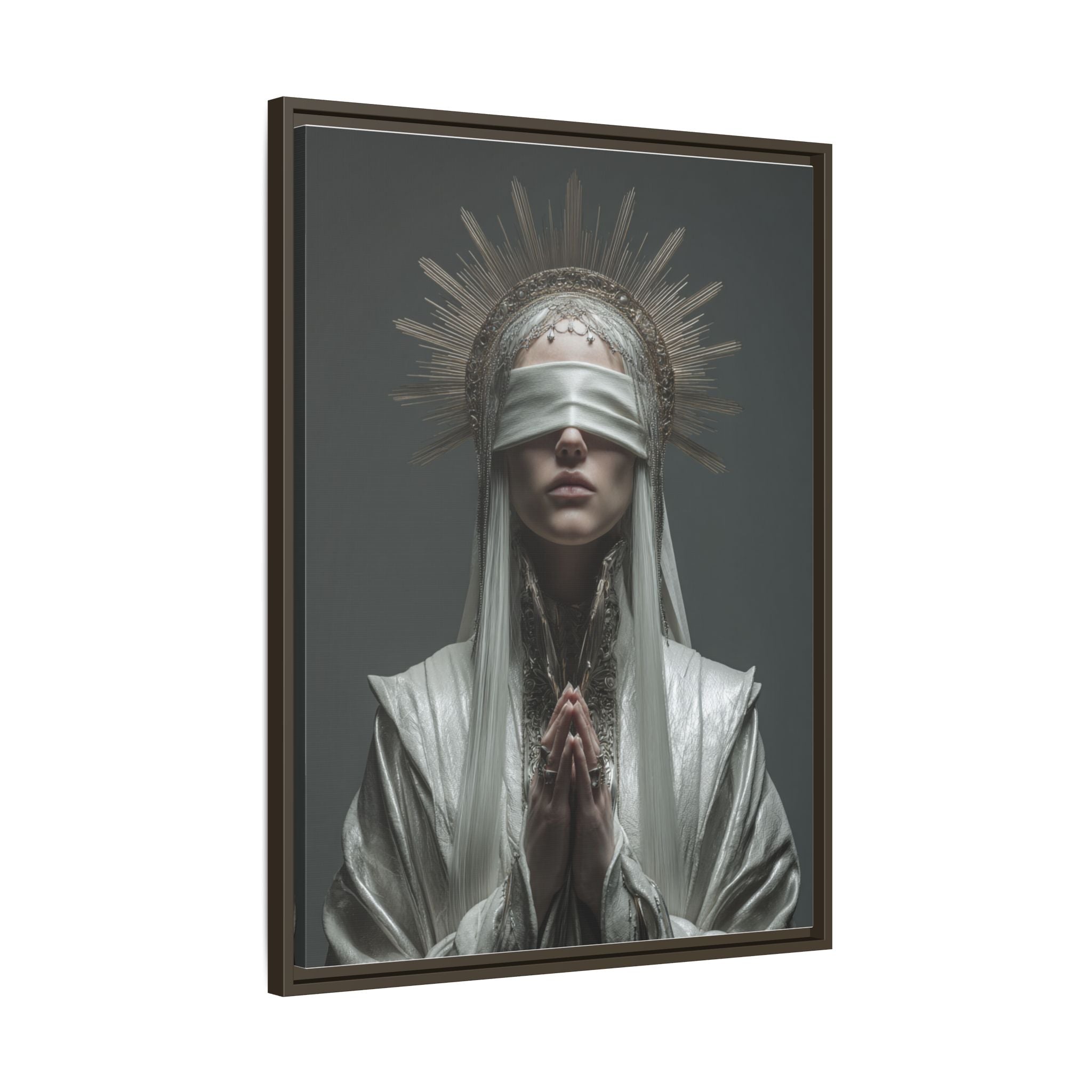 Ethereal Blindfolded Saint Art | Spiritual Home Decor