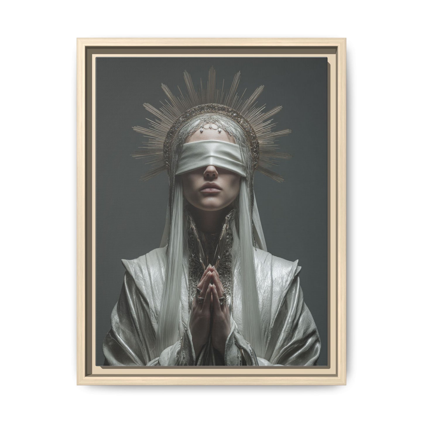 Ethereal Blindfolded Saint Art | Spiritual Home Decor