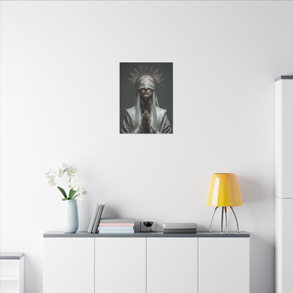 Ethereal Blindfolded Saint Art | Spiritual Home Decor