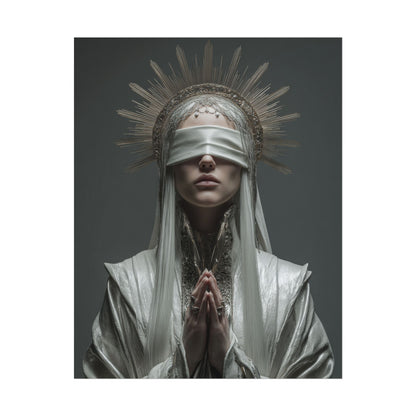 Ethereal Blindfolded Saint Art | Spiritual Home Decor