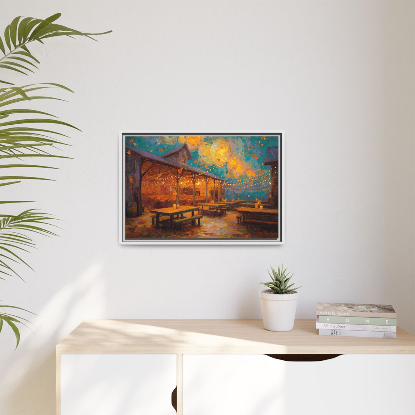 Autumn Festival Night Scene - Colorful Impressionist Art