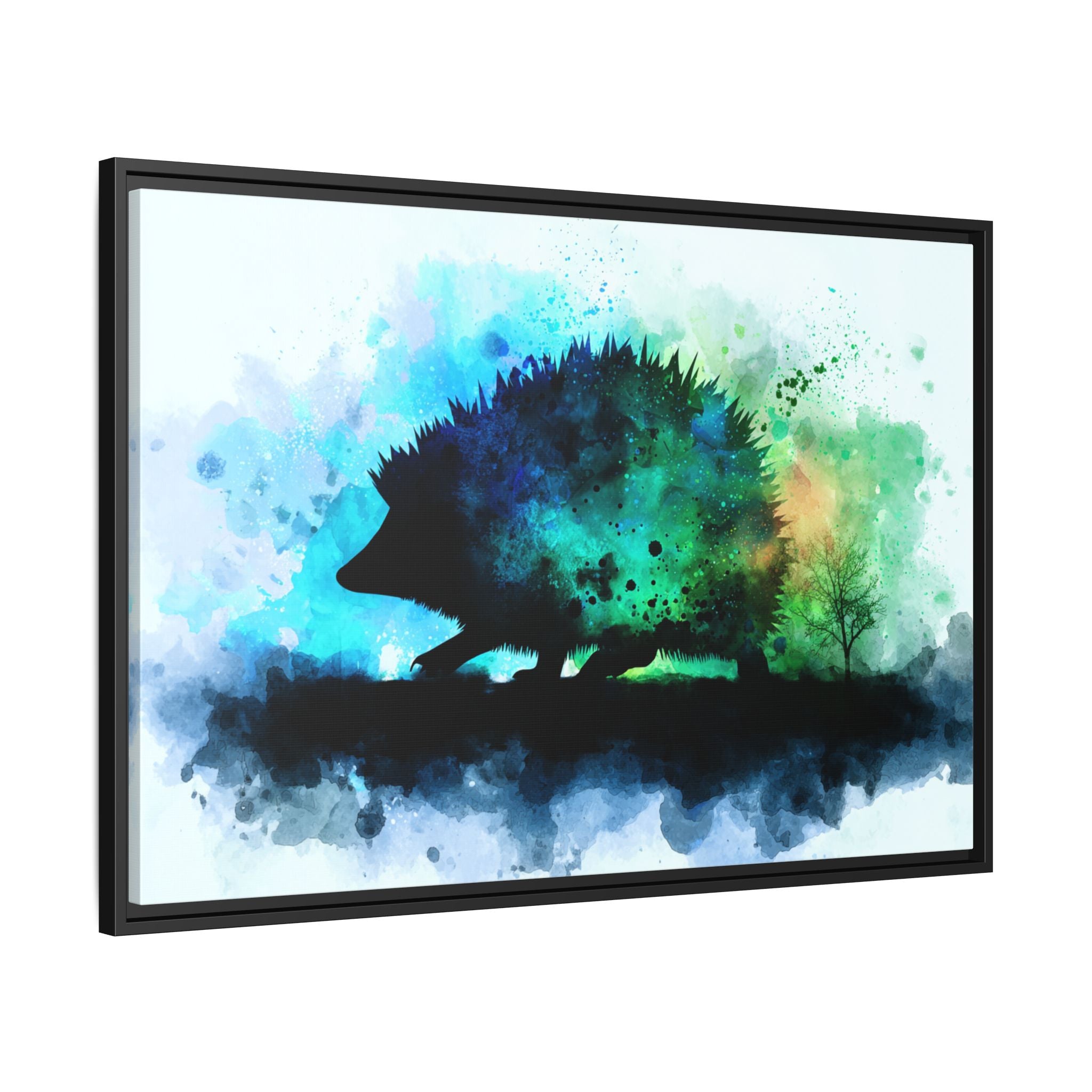 Hedgehog Silhouette Watercolor Art | Nature-Inspired Home Decor