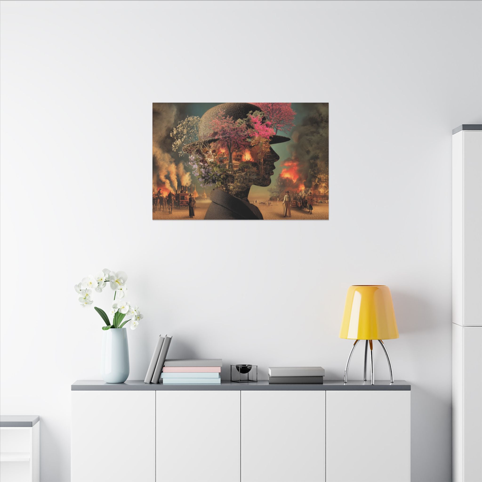 Whimsical Floral Silhouette Art Print | Living Room Décor