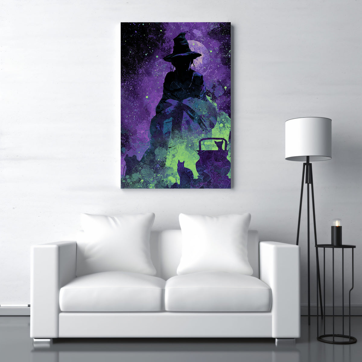 Witch Silhouette Digital Art Print – styled room view 3