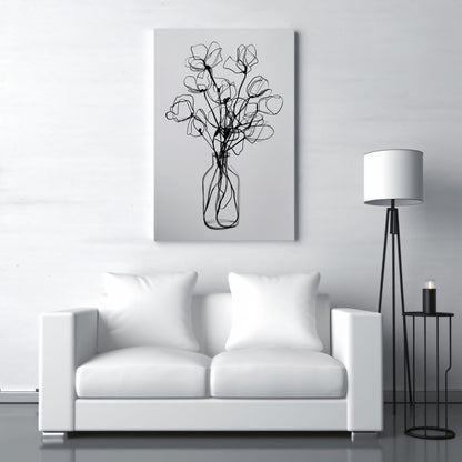 Minimalist Line Art Floral Print – styled room view 4