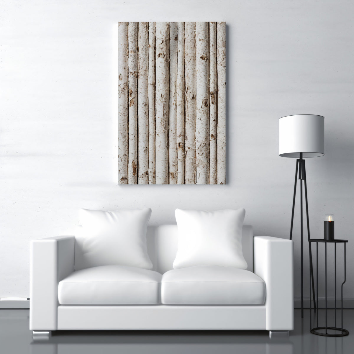 Birch Tree Canvas Wall Art – styled room view 5