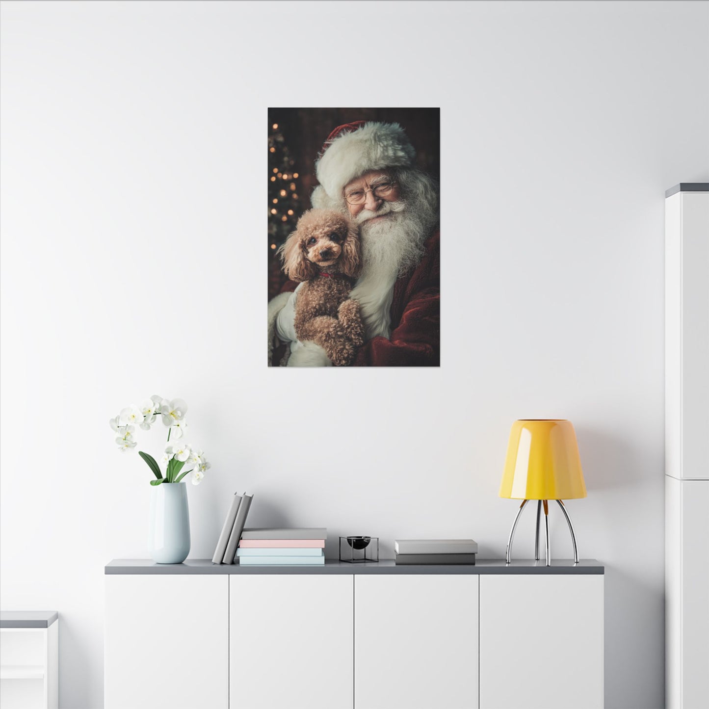 Heartwarming Santa and Poodle Artwork – Holiday Home Décor