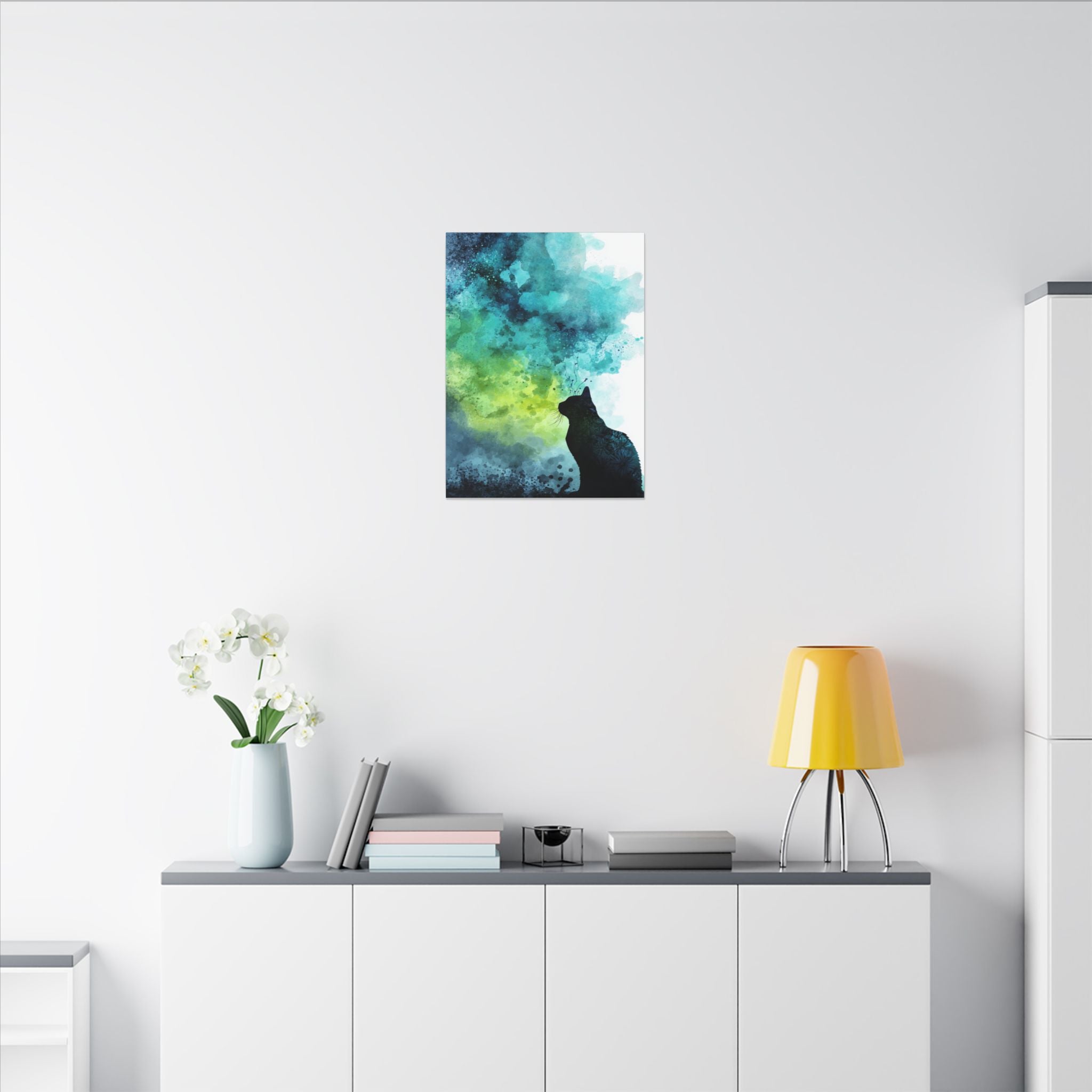 Dreamy Cat Watercolor Art Print - Serene Home Decor