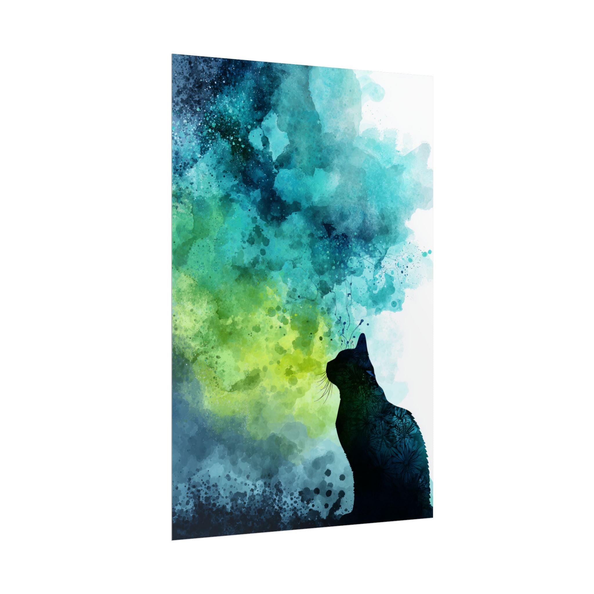 Dreamy Cat Watercolor Art Print - Serene Home Decor