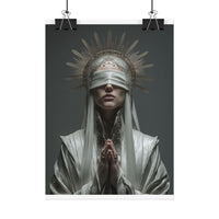Ethereal Blindfolded Saint Art | Spiritual Home Decor