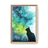 Whimsical Cat Silhouette Watercolor Artwork