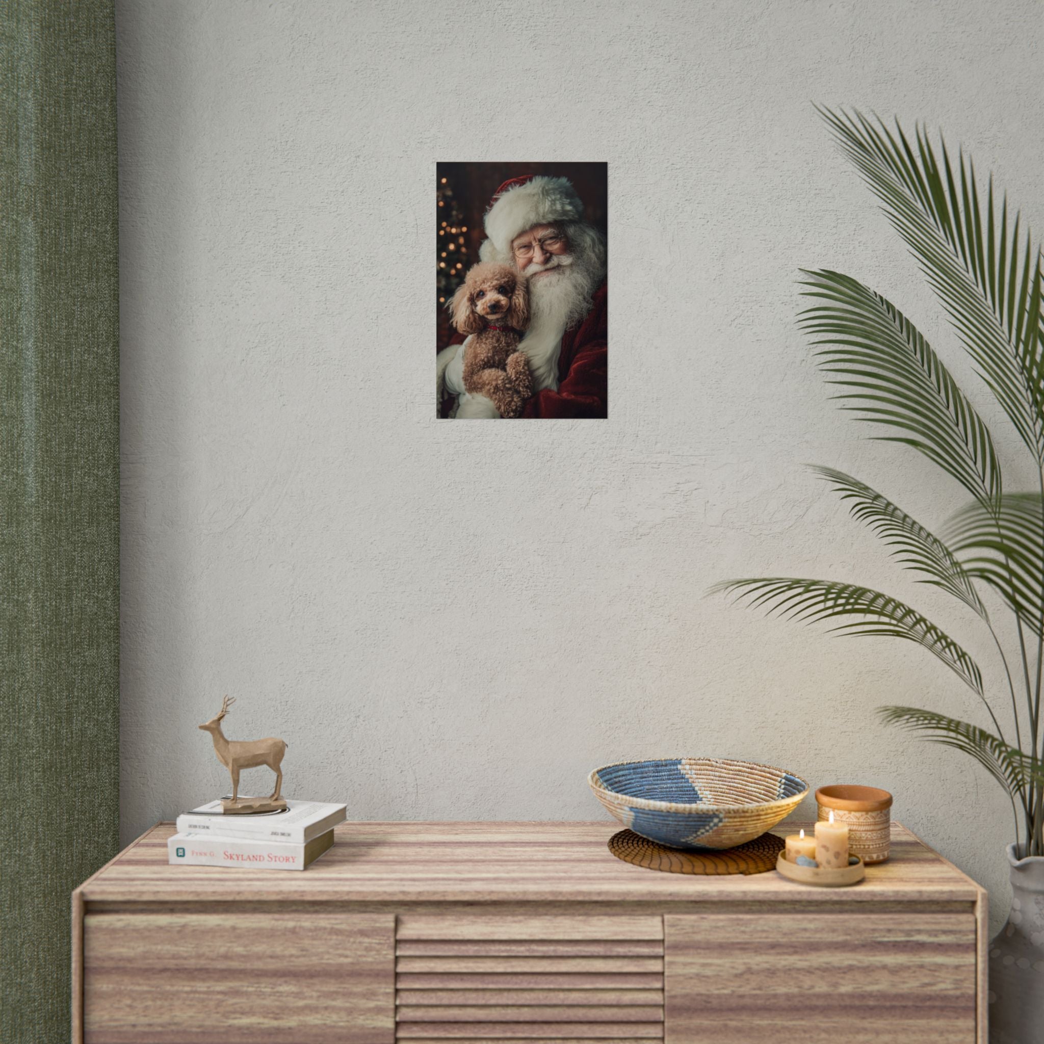 Heartwarming Santa and Poodle Artwork – Holiday Home Décor