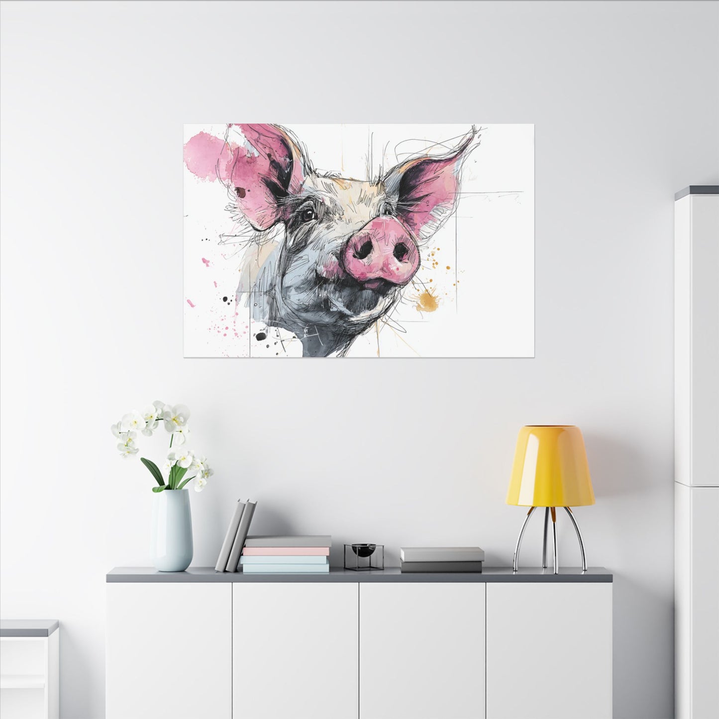 Whimsical Pig Art Print - Playful Farmhouse Decor