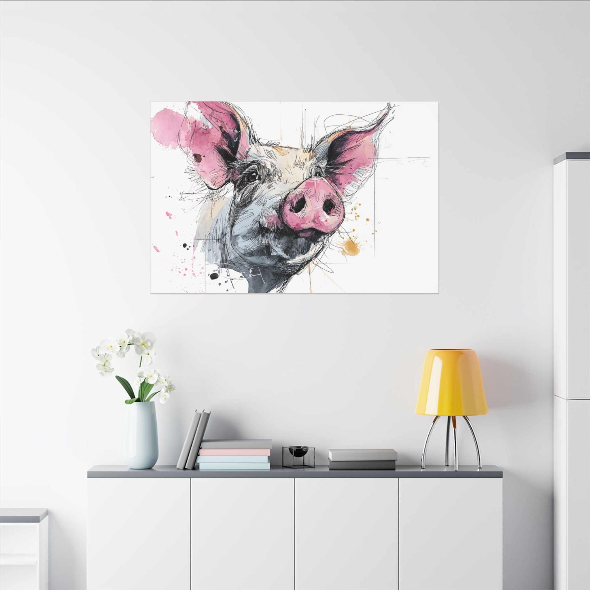 Whimsical Pig Art Print - Playful Farmhouse Decor