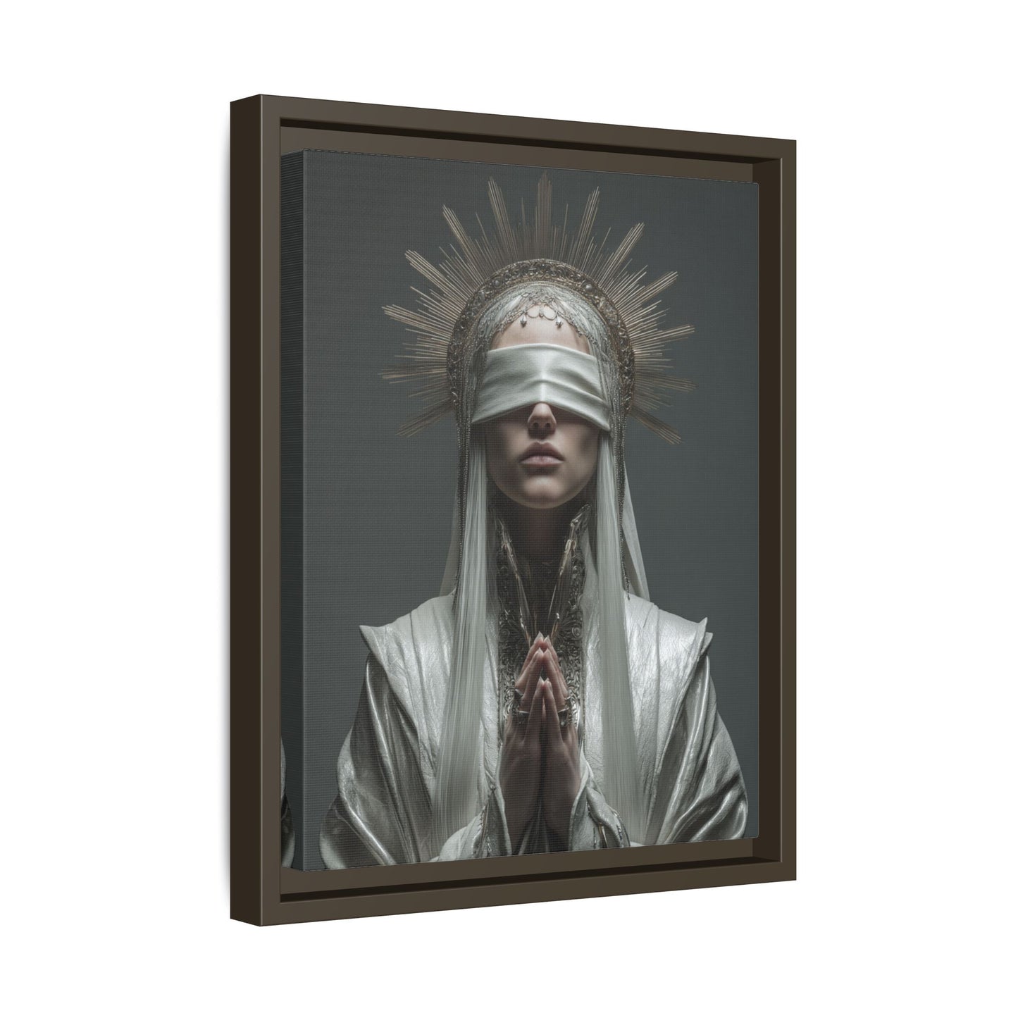 Ethereal Blindfolded Saint Art | Spiritual Home Decor