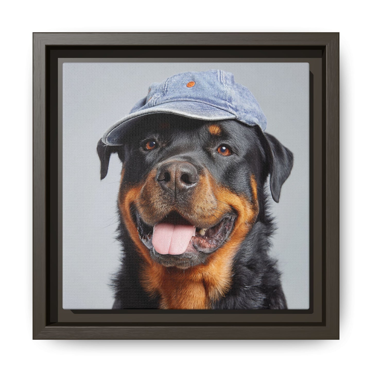 Whimsical Rottweiler Art - Denim Hat Dog Portrait