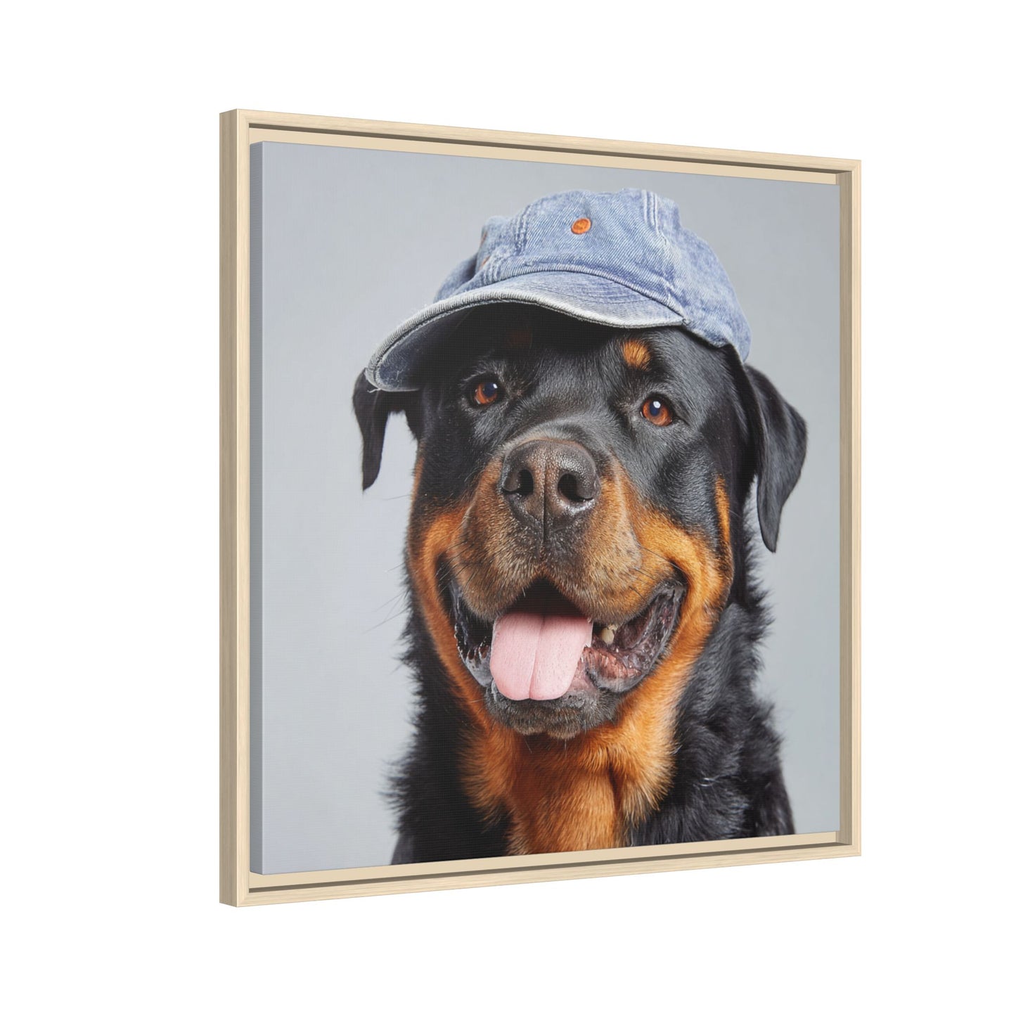 Whimsical Rottweiler Art - Denim Hat Dog Portrait