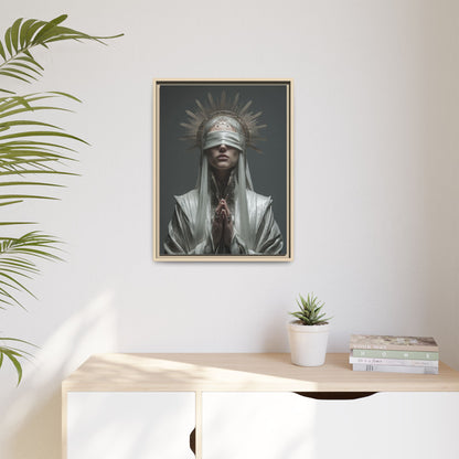 Ethereal Blindfolded Saint Art | Spiritual Home Decor