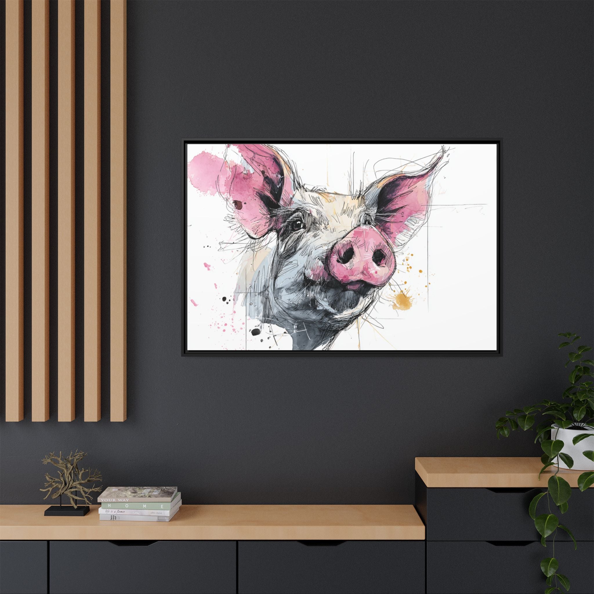 Whimsical Pig Art Print - Playful Farmhouse Decor