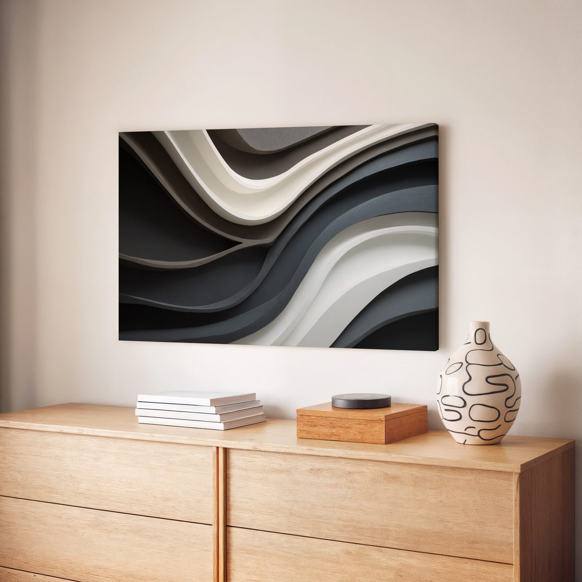 Abstract Sculptural Wall Art – styled room view 6