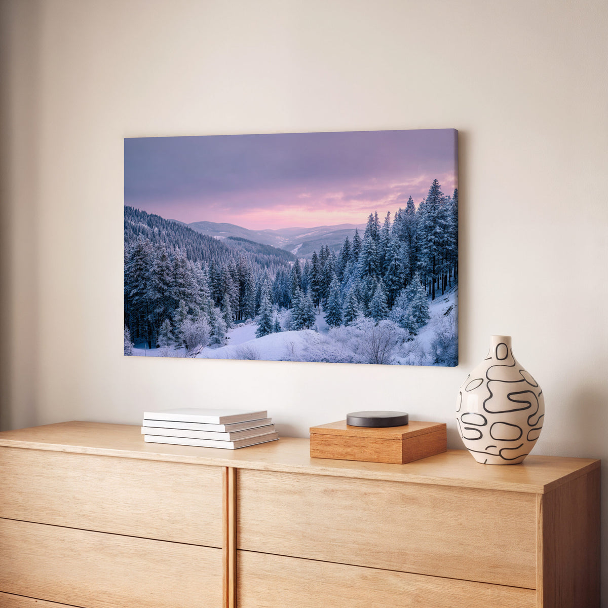 Winter Forest Canvas Print – styled room view 5
