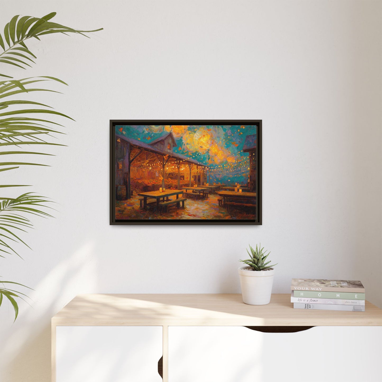 Autumn Festival Night Scene - Colorful Impressionist Art