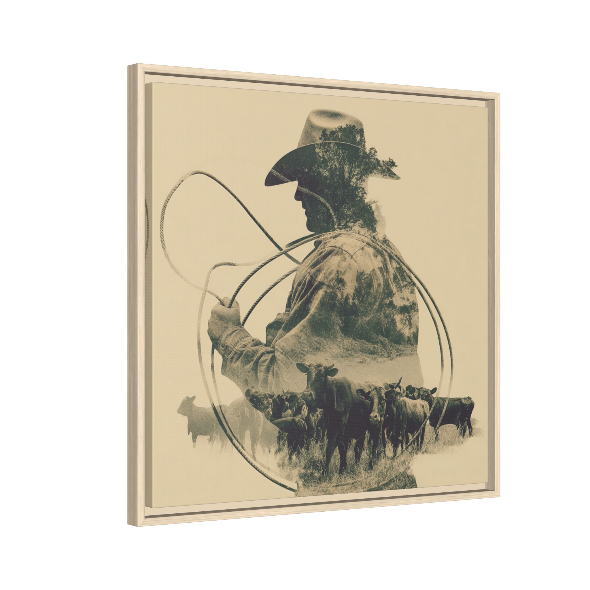 Lone Cowboy Silhouette Art - Vintage Western Charm