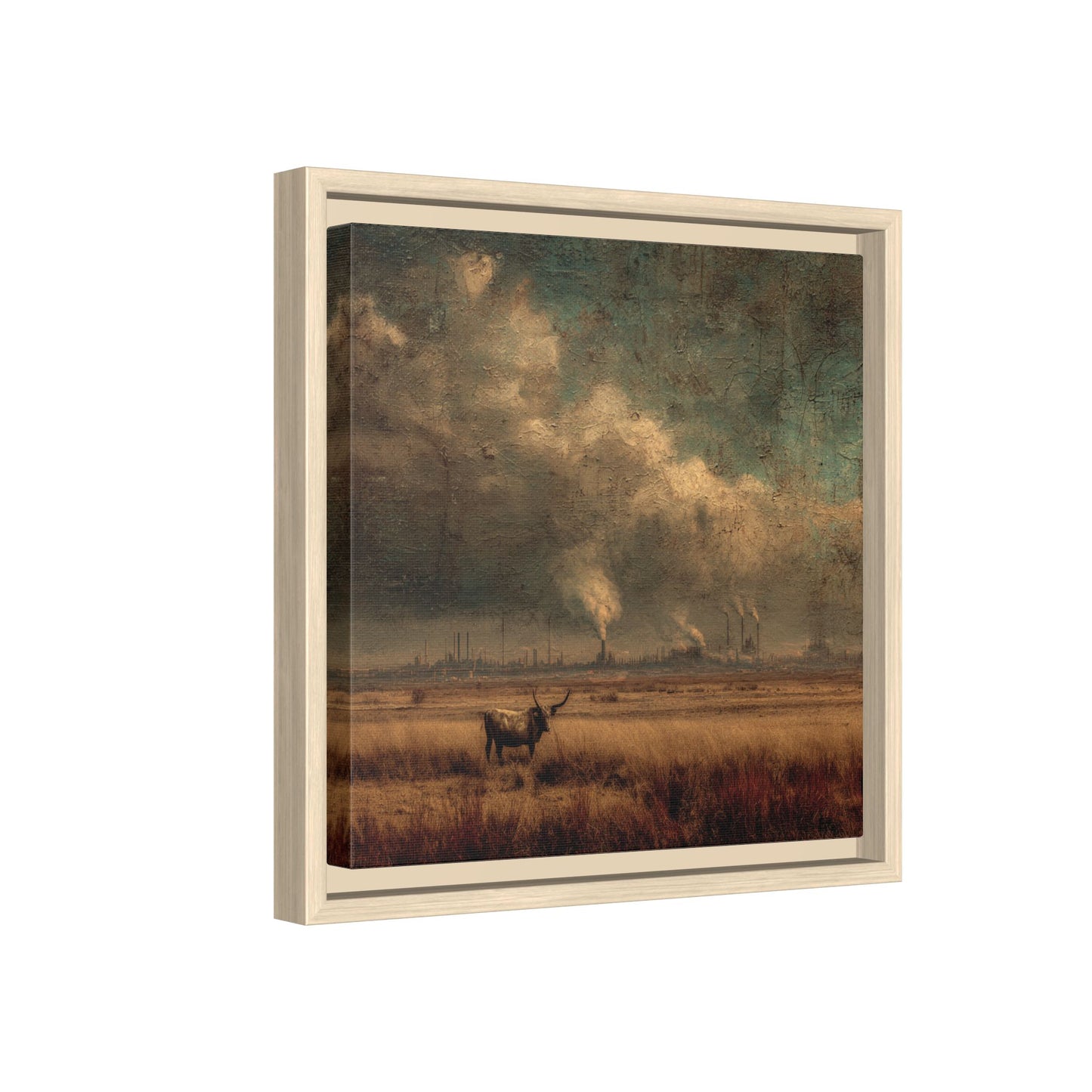 Cattle in Industrial Landscape | Vintage Style Art Print