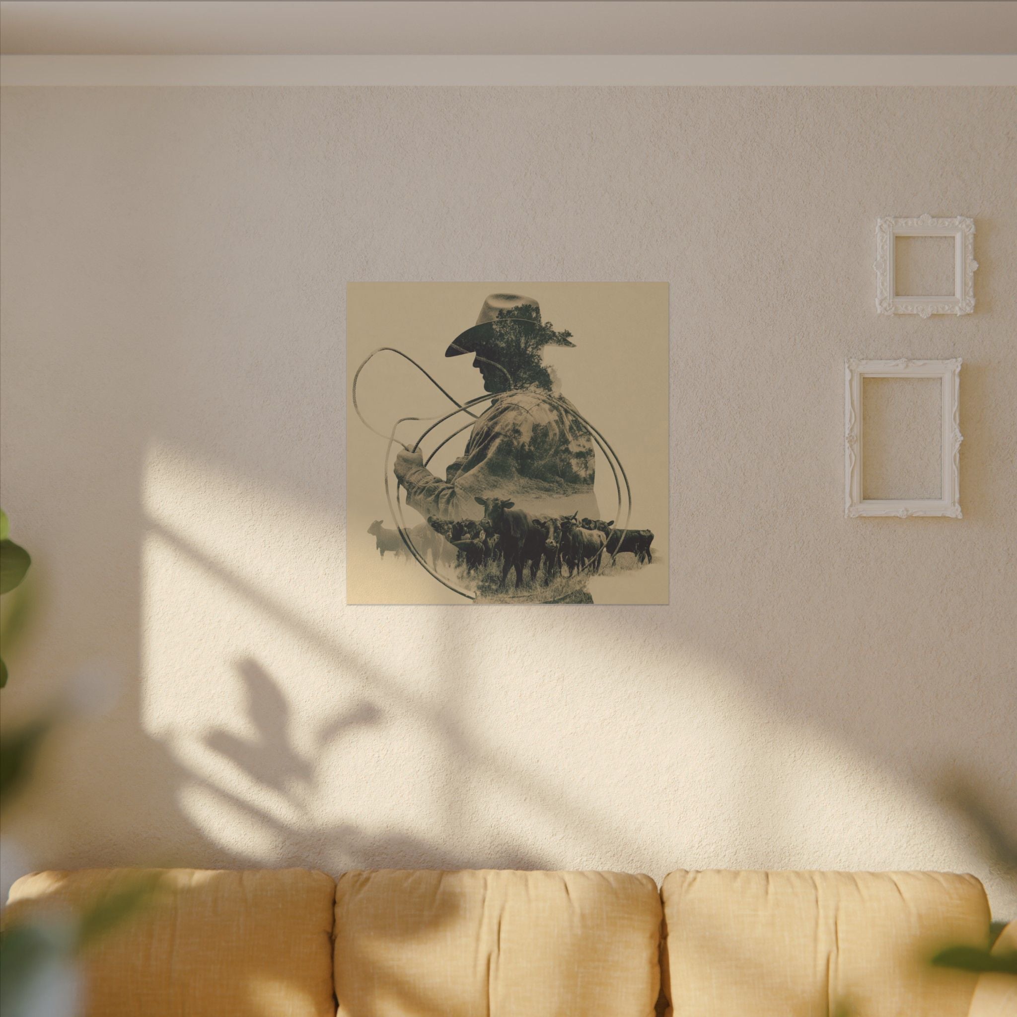 Lone Cowboy Silhouette Art - Vintage Western Charm